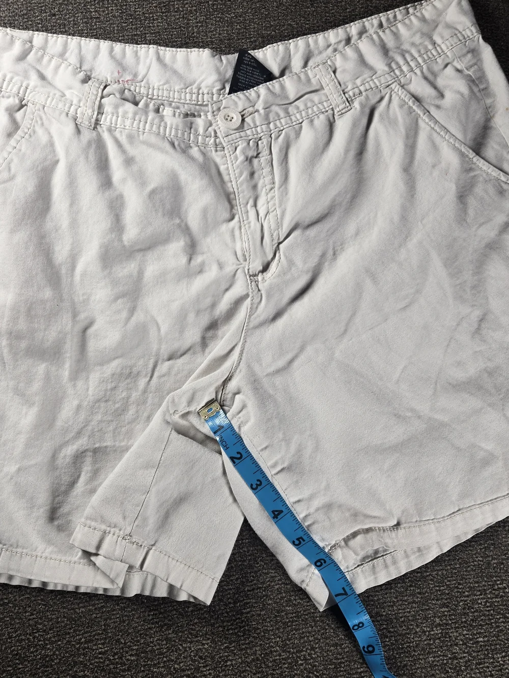 Faded Glory Light Cream Cotton Shorts with Button Waist